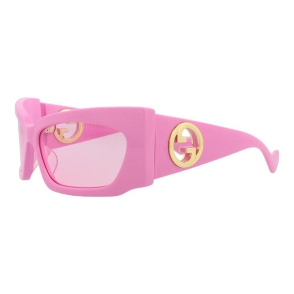 Gucci Womens Shield/Wrap Pink Pink Pink Fashion Designer Eyewear - Picture 1 of 4